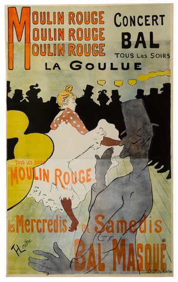 HENRI DE TOULOUSE-LAUTREC (1864-1901). MOULIN ROUGE. 1891. 76x46 inches. Ch. Levy, Paris.